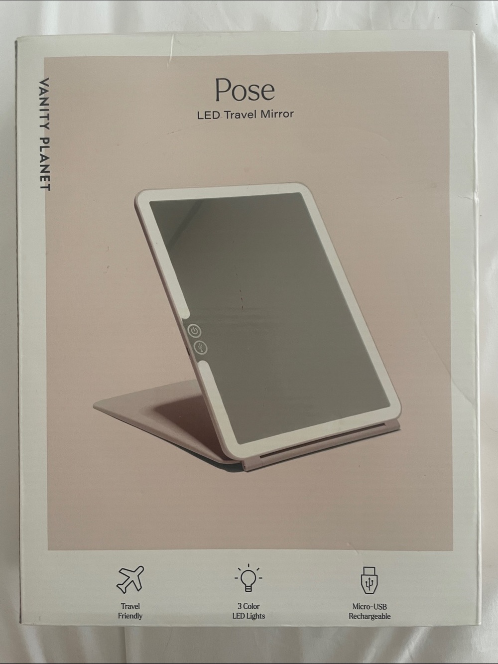 Pose LED Travel Mirror in Pink